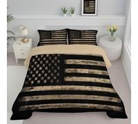 ANALTIRCE Coverless Double Duvet, 7.5 Tog All Season Duvets, Soft Cosy Retro Banner Comforter, Lightweight Reversible Stitched Quilt 200x200cm with 2 Pillowcases 50x75, Black