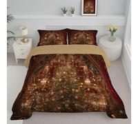 ANALTIRCE Coverless Duvet 7.5 Tog for Single, Easy Care Soft Warm Warm Christmas Tree Comforter, Cosy and Lightweight Christmas Quilt,Washable Breathable 140x200cm Quilted for Beds Red