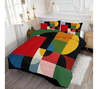 ANALTIRCE Coverless Duvet King Size for All Seasons, 7.5 Tog Abstract Graffiti Pattern Microfiber Stitched Comforter, Super Soft Machine Washable Medieval Geometry Bedding Set, 240x220cm, Multicolor