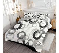 ANALTIRCE Coverless King Duvet, 7.5 Tog All Season Duvets, Soft Cosy Black Circle Comforter, Lightweight Reversible Stitched Quilt 240x220cm with 2 Pillowcases 50x75, Grey