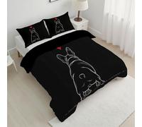 ANALTIRCE Coverless King Duvet, 7.5 Tog All Season Duvets, Soft Cosy French Bulldog Comforter, Lightweight Reversible Stitched Quilt 240x220cm with 2 Pillowcases 50x75, Black