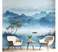 ANALTIRCE Custom 3D Photo Wallpaper Mountains Lake Mural Photo Large Poster, 450×300cm Non-Woven China Landscape Print Wall Mural for Living Room Bedroom Tv Background Wall Home Decoration