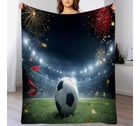 ANALTIRCE Football Lawn Pattern Flannel Throw Blanket, Queen Soft and Lightweight Cozy Fluffy Plush Washable Fuzzy Football Theme Blanket for Bed Couch Sofa