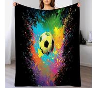 ANALTIRCE Football Pattern Flannel Throw Blanket, Double Soft and Lightweight Cozy Fluffy Plush Washable Fuzzy Cartoon Illustration Blanket for Bed Couch Sofa