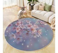 ANALTIRCE Machine Washable Round Rug, 60 cm Non Slip, Non Shedding, Pink Circle Rugs, Cherry Blossoms In Full Bloom Floor Mat for Living Room, Coffee Table, Bathroom, Beautiful Nature Area Rugs