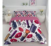 ANALTIRCE Makeup Coverless Duvet Double 7.5 Tog, Reversible Washable Classic Graffiti Comforter with 2 Pillowcases, 200x200cm Lightweight and Warm Camping Sleepovers Travel Quilt White