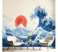 ANALTIRCE Mural Photo Wallpaper 3D Abstract Huge Waves Non-Woven Premium Art Print Wall Kanagawa Surfing Mural Home Bedroom Living Room Poster Decoration Poster Wall Covering 400×280cm
