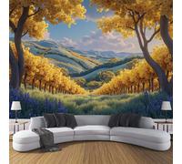 ANALTIRCE Mural Photo Wallpaper 3D Autumn Mountains Non-Woven Premium Art Print Wall French Vineyards Mural Home Bedroom Living Room Poster Decoration Poster Wall Covering 300×210cm