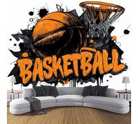 ANALTIRCE Mural Photo Wallpaper 3D Graffiti Basketball Non-Woven Premium Art Print Wall Simple Stripes Mural Home Bedroom Living Room Poster Decoration Poster Wall Covering 450×300cm