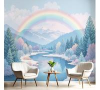 ANALTIRCE Mural Wallpaper Abstract Forest Mural Photo Wallpaper Bedroom Living Room 300×210cm Non-Woven Premium 3D Effect Cartoon Rainbow Print Wall Art for Hallway