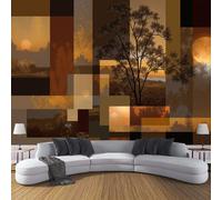 ANALTIRCE Mural Wallpaper Abstract Geometric Doodle Non-Woven Art Grassland Plants Print Wall Mural Decoration Poster Picture, Modern Living Room Bedroom Wall Wallpaper 250×175cm