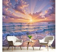 ANALTIRCE Mural Wallpaper Early Morning Sunrise Non-Woven Art Naturally The Beach Print Wall Mural Decoration Poster Picture, Modern Living Room Bedroom Wall Wallpaper 150×105cm