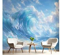ANALTIRCE Mural Wallpaper Nature Landscape Mural Photo Wallpaper Bedroom Living Room 400×280cm Non-Woven Premium 3D Effect Abstract Giant Ocean Waves Print Wall Art for Hallway