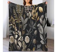 ANALTIRCE Pastoral Plants Throw Blanket Retro Branches Leaves Printed Blanket Soft Flannel Throw Blankets, Lightweight Fuzzy Black Bed Blankets for Sofa and Travel 140×180 cm (55.12×70.87 in)