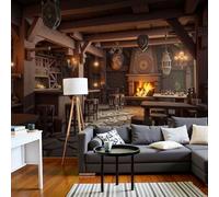 ANALTIRCE Photo Wallpaper 200 x 150 cm 3D Effect Stone Floor Fireplace Murals Wallpaper, Medieval Tavern Decor Poster Picture Wall Art Murals Decoration for Bedroom Living Room and kidsroom Brown