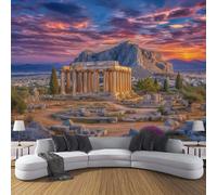ANALTIRCE Photo Wallpaper Ancient Architecture Wall Mural Blue XL Poster 250×175cm Poster Picture Greece Temple Wall Murals for Living Room Bedroom Tv Background Home Decoration