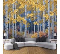 ANALTIRCE Photo Wallpaper Autumn Forest 400 x 280 cm - Wall Mural Deco Premium Non-Woven Art Retro Birch Forest Print XXL Wallpaper for Living Room, Modern Home Decoration Bedroom Wall Paper