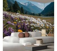 ANALTIRCE Photo Wallpaper Daisies Fields 200 x 150 cm 3D Effects Mural, Non-Woven Waterproof Natural Scenery Large Wall Poster TV Background Decorative for Living Room Restaurant Office