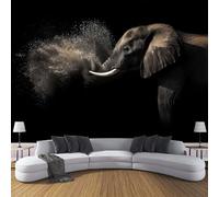 ANALTIRCE Photo Wallpaper Dramatic Elephant 3D Effect Non-Woven Wall Mural Decoration Wildlife Poster Picture Design 450×300cm Murals Wall Art for Living Room Bedroom Kitchen