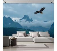 ANALTIRCE Photo Wallpaper Eagles Soaring in The Mountains 500 x 350 cm - Wall Mural Deco Premium Non-Woven Art Wild Animals Print XXL Wallpaper for Living Room, Modern Home Decoration Bedroom
