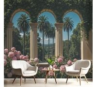 ANALTIRCE Photo Wallpaper Forest Beyond The Arch Wall Mural Green XXL Poster 300×210cm Poster Picture Natural Curtains Wall Murals for Living Room Bedroom Tv Background Home Decoration