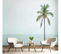 ANALTIRCE Photo Wallpaper Seaside Solitude Palm Trees 300×210cm 3D Effects Mural, Non-Woven Waterproof Modern Misty Ocean Large Wall Poster TV Background Decorative for Living Room Restaurant Office