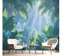 ANALTIRCE Photo Wallpaper Tropical Rainforest Wall Mural Blue Poster 100×70cm Poster Picture Naturally Banana Leaves Wall Murals for Living Room Bedroom Tv Background Home Decoration