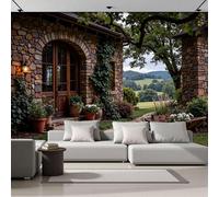 ANALTIRCE Photo Wallpaper Vines On The Wall 200 x 150 cm - Wall Mural Deco Premium Non-Woven Art Rural Areas Stone Houses Print Wallpaper for Living Room, Modern Home Decoration Bedroom