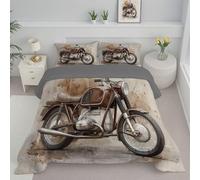ANALTIRCE Retro Motorcycle Heart Duvet, Coverless Duvet Double 7.5 Tog, Reversible Abstract Graffiti Comeforter Set for All Season, Soft Lightweight Machine Washable Beige Quilt 200x200cm