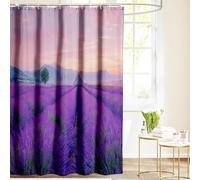 ANALTIRCE Shower Curtain Purple plant Lavender Bathroom Curtains with 12 hooks,Quick-Drying Weighted 180x200cm Polyester Shower Curtains for Bathroom Wet Room Tub