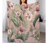 ANALTIRCE Tropical Flowers And Leaves Throw Blanket, Pastoral Petals Fleece Blanket for Bed Sofa Couch, Queen Super Soft Fluffy Flannel Blankets and Throws