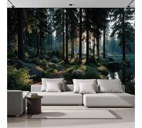 ANALTIRCE Wallpaper for Bedroom Wall Art Murals, A Tranquil Forest 200 x 150 cm Non-Woven Photo Wallpaper 3D Effect, Natural Bushes Wall Mural Wallpapers for Living Room