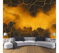 ANALTIRCE Yellow 3D Wall Mural Minimalism Graffiti Print Photo Wallpaper, Marble Stripes Non-Woven Wall Mural Decoration Poster Picture Design 200×150cm Wallpaper for Living Room Kids Bedroom