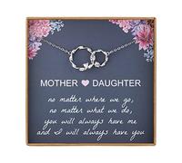 AnalysisyLove Mom Gifts, Sterling Silver Circles Necklaces for Women, Mama Necklace, Daughter Birthday gift from Mum, Mothers Day Jewelry for Her