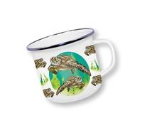 Anamelware Sea Turtle by Deluxebase. 475ml Large Enamel Mug with Sea Turtle Design, Animal Themed Reusable Camping Mugs and Travel Coffee Cups for Hot & Cold Drinks, Outdoor Cup for Hikers & Campers.