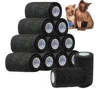 ANAMPION 12 Rolls Self-Adhesive Football Sock Tape 7.5cm x 4.5m Self Adherent Cohesive Bandages Wrap First Aid Athletic Sports Tape for Wrist Ankle Pet & Vet Wrap for Dogs, Horse(Black)
