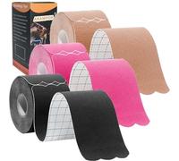 ANAMPION Kinesiology Tape Precut,Waterproof Sports Tape for Athletes Physio Elastic Tape Pain Relief Adhesive for Muscles Shin Splints Ankle Knee & Shoulder (Black+Pink+Flesh Color, 3 Rolls)