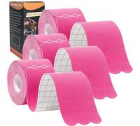 ANAMPION Kinesiology Tape Precut,Waterproof Sports Tape for Athletes Physio Elastic Tape Pain Relief Adhesive for Muscles Shin Splints Ankle Knee & Shoulder (Pink, 3 Rolls)