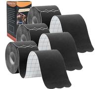 ANAMPION Kinesiology Tape Precut,Waterproof Sports Tape for Athletes Physio Elastic Tape Pain Relief Adhesive for Muscles Shin Splints Ankle Knee & Shoulder (Black, 3 Rolls)