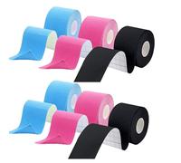 ANAMPION Kinesiology Tape, Waterproof Sports Tape for Athletes Physio Elastic Tape Pain Relief Adhesive for Muscles Shin Splints Ankle Knee Shoulder (Black+Blue+Pink, 6 Rolls)