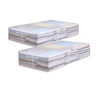 ANAMPION Pack of 2 foldable underbed storage bags, white transparent underbed storage box with viewing window, foldable organiser, under the bed or on the cupboard, 50 x 40 x 15 cm