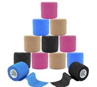 ANAMPION Self Adhesive Bandage Cohesive Wrap Bandages,Elastic Breathable Adhesive Bandage Tape, For Tattoo Grip Bandage Wrist Ankle, Vet Sports Wrist (4 Colors Mixing, 5CM 12Rolls)