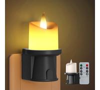 AnaNicozy Nightlight Flameless Candle, Electrical Outlet Plugs w/Dusk Dawn Sensor Auto Switch On/Off for Home Safety, Window Decorative with Remote Control (Black, 1 Pack)