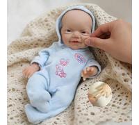 Anano 100 Percent Silicone Baby Doll,8 Inch Reborn Baby Dolls Real Life Babies Dolls,Bebes De Silicona Reales Squishy Babies Full Body Washable Birthday Gifts For Kids