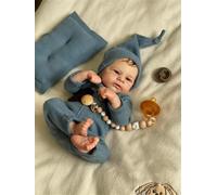 Anano 17 Inch Weighted Full Silicone Baby Doll Realistic Babies Real Life Like Reborn Baby Dolls Silicone Full Body Silicone Reborn Baby Boy Eyes Open With Pillow