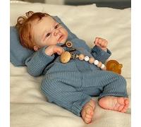 Anano 17" Real Life Full Silicone Baby Doll Realistic Baby Doll Silicone Full Body Girl Comes With Pillow Baby Reborn Dolls Baby Dolls Newborn Babies That Look Real Babies