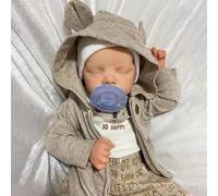 Anano 18 Inch Realistic Full Silicone Body Reborn Baby Doll Boy Lifelike Asleep Infant Doll With Toy Accessories & Outfits For Kids Ages 3+ (Cute & Cuddly)