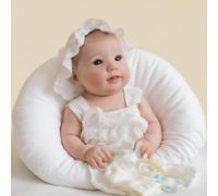 Anano 19" Silicone Reborn Baby Girl - Full Silicone Body With Tongue Out Expression - Includes Bonnet & Outfit - Realistic Poseable Newborn Anatomically Correct Infant Toy For Kids 3+