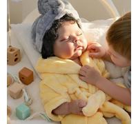 Anano 20 Inch Black African American Biracial Reborn Baby Doll Silicone Full Body Mixed Race Lifelike Toddler Peaches With Curly Hair - Realistic Newborn Baby Doll For Kids 3+