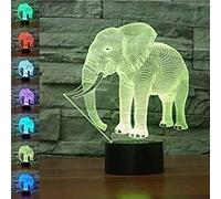 Anano 3D Illusion Elephant Gifts Toys Decor LED Night Light 7 Colors Touch Control USB Powered Party Decoration, 3D Visual Lamp for Home Décor Xmas Birthday Gifts